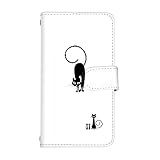 スマ通 Galaxy S24 Ultra 対応 ケース スマホケース 手帳型 ミラー＆カード収納 スタンド ストラップ穴 携帯 カバー クロネコ 親子 黒猫 ハロウィン おしゃれ ギャラクシー S24 Ultra (ホワイト) q0004-a0340