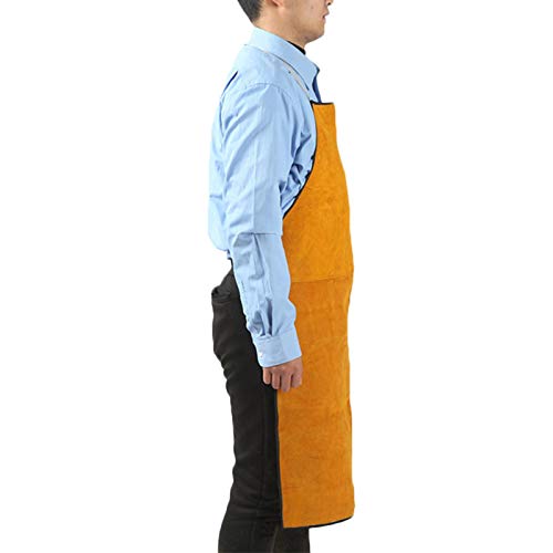 LearnLyrics Grembiule da saldatore in pelle, ignifugo, grembiule da lavoro per saldatura, resistente, ignifugo, unisex, regolabile, abbigliamento protettivo per lavorazioni meccaniche, 10/10/2 cm,