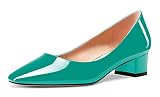 Castamere Mujer Chunky Ancho Bajos Gatito Heel Cerrado el Dedo del pie Cuadrada Punta Pumps Slip-on Cute Dress Oficina Zapatos Turquesa Verde 41 EU