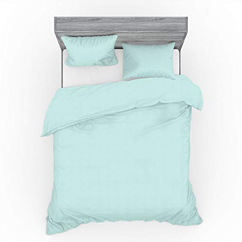Ambesonne Queen Size Original Cotton Duvet Cover Set, Soft Cover For Comforter Hotel Quality Bedding & Pillowcase With Zipper Closure Bedroom Decor 3 Pcs Set With 2 Pillow Shams, 88" X 88", Turquoise #TOP28