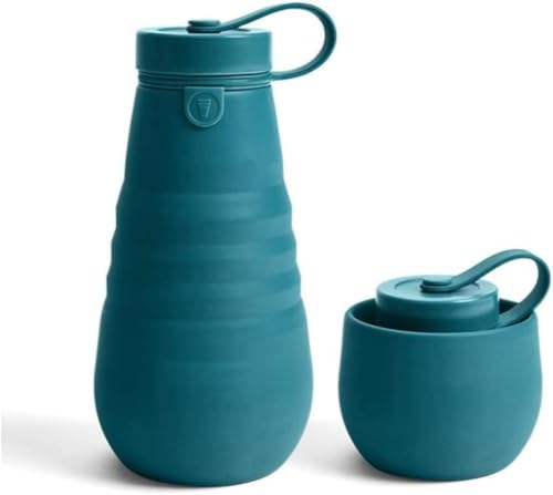 Farigrut シリコンボトル 折りたたみ 伸縮型 水筒 600ml 漏れ防止 無地 大容量 携帯式水筒 冷凍できる ポータブル 持ち運び便利 超軽量 ブラック ソフト ボトル ウォーターボトル 登山 キャンプ アウトドア 600ml おしゃれ ギフト
