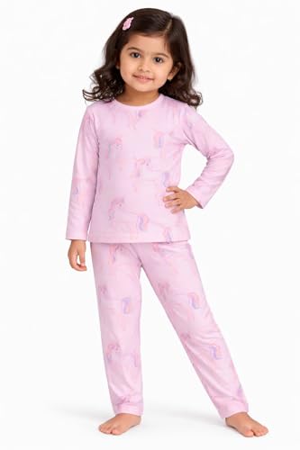 Image of NammaBaby Girl's Soft Cotton Night Suit (Printed T-Shirt & Pant Set /Girls Night Dress /Nightwear) Pack of 1