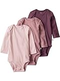 little planet by carter's Baby Girl 3-pack Long Sleeve Bodysuits made with Organic Cotton, Blush Pink Plum, 18M