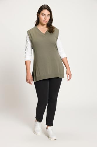 Ulla Popken, Damen, große Größen, Pullunder, tiefer V-Ausschnitt, Seitenschlitze, ärmellos