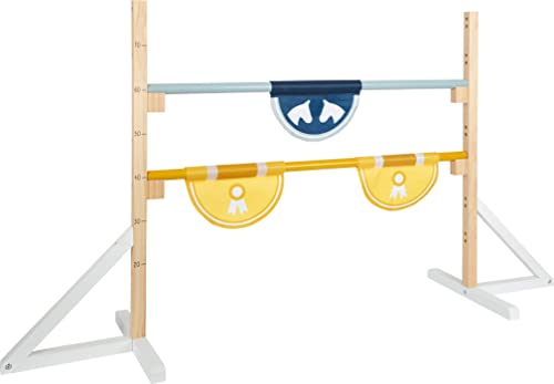 Small Foot Set di Ostacoli per Bambini, in Legno, per Giochi di Cavalli e Hobby Horsing, 12398, Giocattolo di Movimento Outdoor per Giocare a Cavalcare, Colore Blu, Giallo, Small