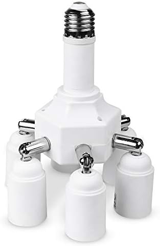 Light Socket Splitter,E26 E27 Lengthen 6+1 Multi Light Bulb Adapter,Light Bulb Adapter Socket Converter for Led Light Bulbs,Adjustable 360°Rotating 180°Bending