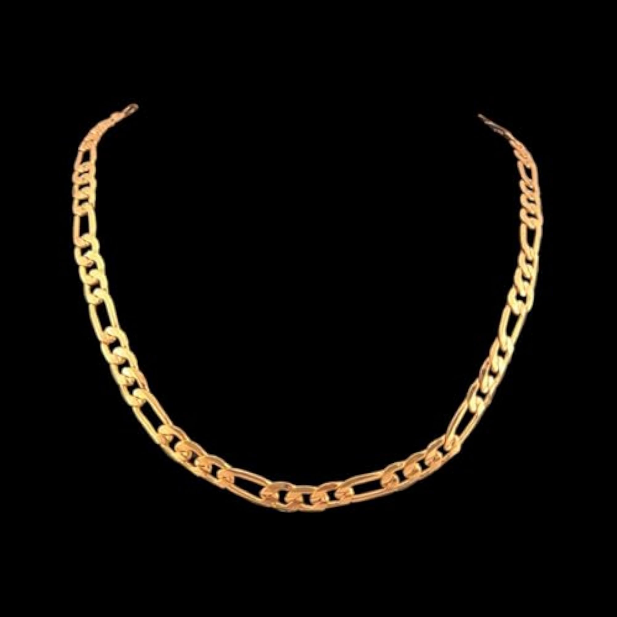 Gold Plated Figaro Chain Necklace, Unisex Copper Base, 45 cm Length