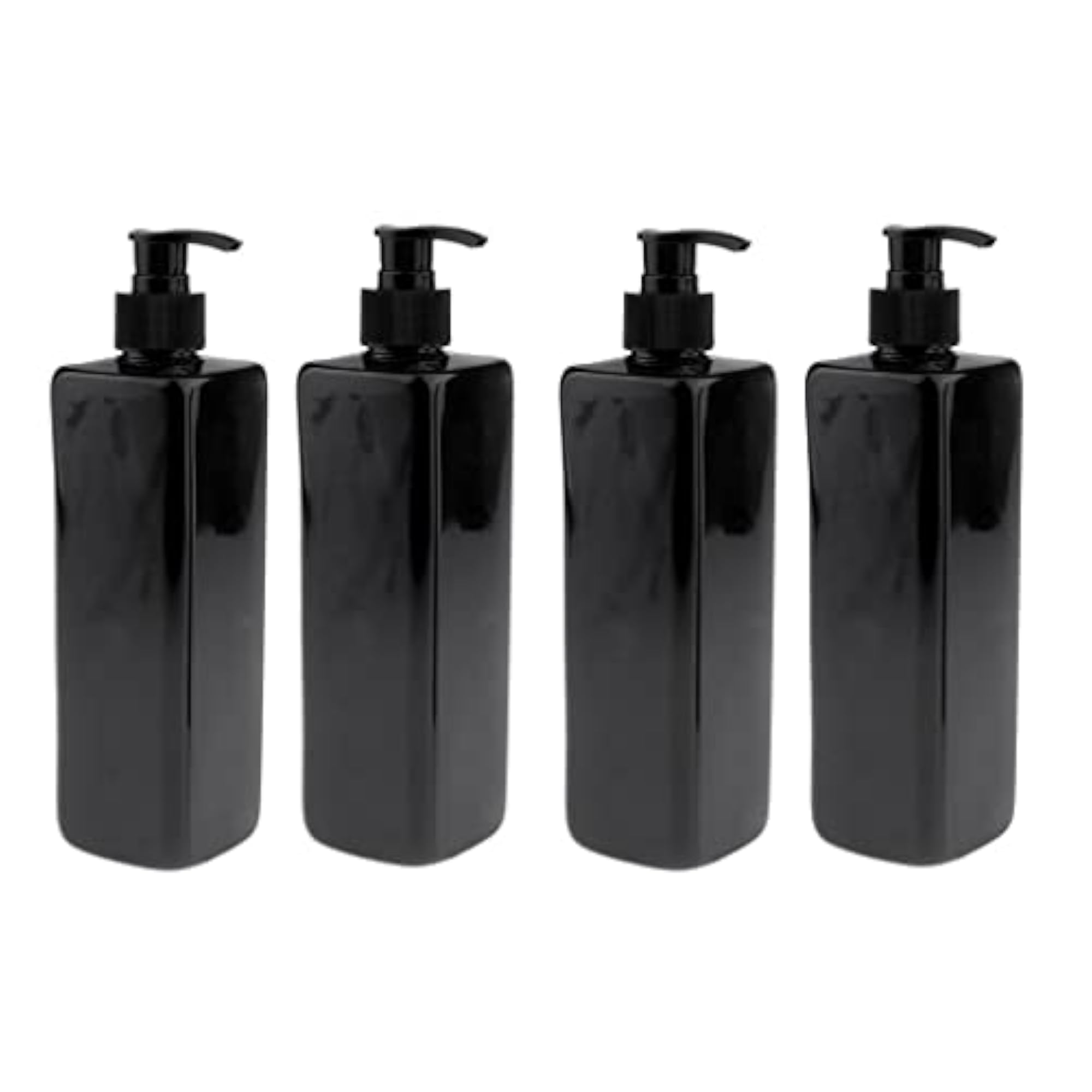 4Pcs Empty ABS Shampoo Lotion Bottles with Lotion Pumps 500ML Black Pump