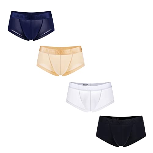 JOCKMAIL 4PCS/Pack Mens Ice Silk Boxer Briefs Mens Breathable Underwear for Daily Wear, Gym & Date Nights