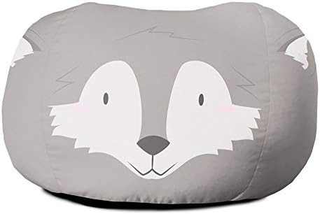 rucomfy Beanbags Kids Animal Printed Bean Bag Chair. Pre Filled Safe Toddler Bedroom Seat Comfy Children Playroom Furniture Decor. Machine Washable (Fox, Medium with Footstool)