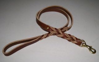Punk Hollow ~ Leather Dog Leash ~ Dog Training Leash ~ Double Braided ~ 4 Ft. X 3/4 in~ Brown/Brass (Amish Made)