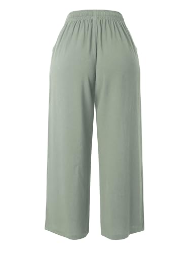 Hat and Beyond Womens Everyday Linen Pants Capri Casual Wide Leg Loose FIt High Waist Crop Trousers3