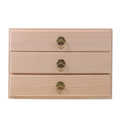 Commode à thé en bois massif COLLBATH avec 3 tiroirs de rangement