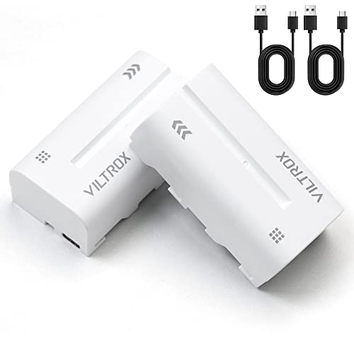 VILTROX Batería NP-F550 2 Pack 2200mAh Batería de Repuesto para F970 F960 F950 F770 F750 F570 F550 F330, Batería Recargable Compatible con Godox Neewer Luz de Video LED/Monitor de Cámara