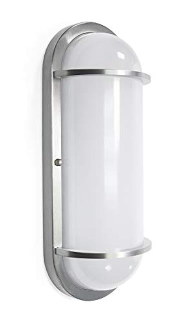 CORAMDEO Indoor Outdoor LED Bulkhead, Wall or Ceiling Light, for Entry, Porch, Deck, Built in LED Gives 80W of Light Using just 12.5W, 1000 Lumens, 3K, Durable Cast Aluminum with Nickel Finish