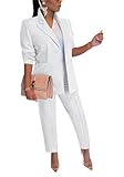 HuiSiFang Women's Blazer and Pants 2 Piece Suits 2025 Fall Fashion Solid Color Casual Blazer Sets