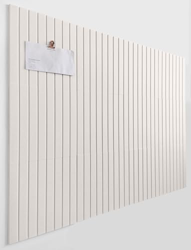 Slated Felt Bulletin Board Tiles | Cork Board Alternative for Walls | Wall Panels for Office & Home Decor | Aesthetic Pinboard & Photo Board | 12-Pack (11.8" x 11.8") with Adhesive | Beige