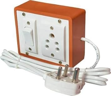 RV PVC Board 1+1 Extension Board Electrical Switch Board with 1 Sockets (5A), 1 Switch and 1.5m Long Wire Power Strip (Brown)