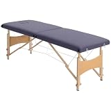 HOMCOM Camilla Masaje Plegable Portátil Madera 186x60x61-87 cm Púrpura