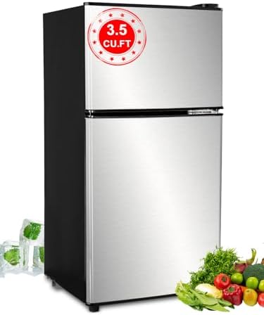 3.5 Cu.Ft Refrigerator 2 Door Top-Freezer Refrigerator Lock Fresh Silver