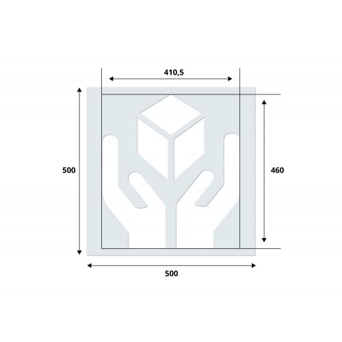 Stancil para señalización de embalaje industrial – de polipropileno transparente de 0,5 mm de grosor, material lavable y reutilizable – Manejar con cuidado – 500 x 500 cm