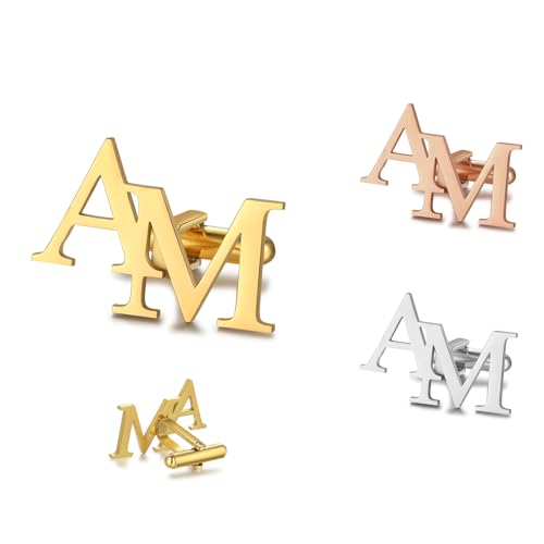 Gemelos Personalizados para Hombres, 1 Par de Gemelos de Padre de Acero Inoxidable con Iniciales Personalizadas, Regalo de Cumpleaños para el Día del Padre, Día de San Valentín, para Esposo Abuelo