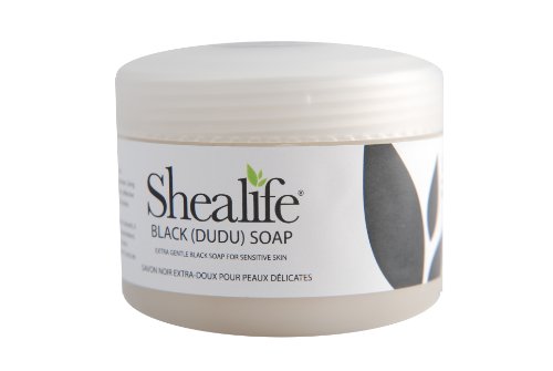 100g Jar of African Black Soap, traditionally made using Unrefined Shea Butter, Cocoa Pod Ash, & Virgin Coconut Oil. Contains No SLS, Detergents & Parabens. Ideal for very Sensitive Skin types, supplied direct by Shea Life Skincare. 100g Jar