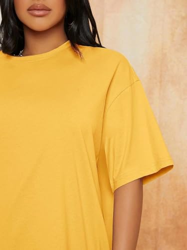 Image of KOTTY Women's Cotton Blend Solid Oversized T-Shirts