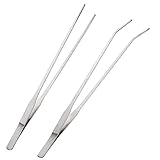 WiYould Edelstahl Aquarium Pinzette Lange Gerade Gebogene Pinzette Lange Fütterungszange für Aquascape Tools, 27cm Set