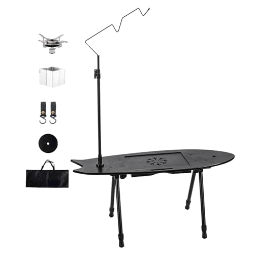 Mesa de camping – Escritorio plegable de altura ajustable, mesa de comedor ligera para pícnic al aire libre, interior, picnic, senderismo, viajes, playa, portón trasero, patio, jardín, cocina