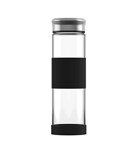 ELDR Supply 500ml Glass Water Bottle, Easy to Clean Wide Mouth, Silicone Sleeve