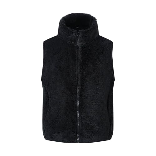 Boys Girls Fleece Vest Jacket Kids Fuzzy Vest Coat Zip Up Stand Collar Sherpa Winter Warm Waistcoat with Pockets