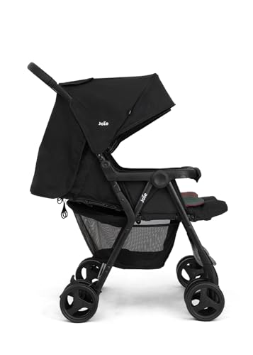 Image of Joie Aire Twin Lightweight Double Stroller, Suitable from Birth to 15 kg, Independent Forward Facing Seats, SoftTouch 5-Point Harness, Lie-Flat Recline, UPF 50+ Canopies, All-Wheel Suspension, Reversible Seat Liners, Quick One-Handed Fold