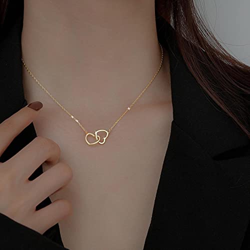 Collier double cœur connecté argent 925 anti-ternissement