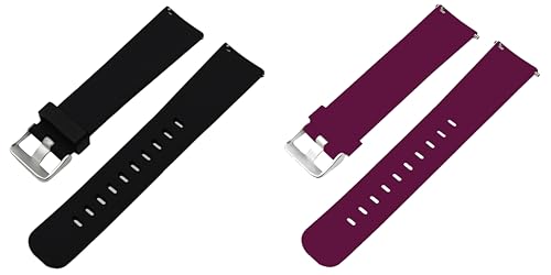 Image of ACM Pack of 2 Watch Strap Silicone Belt 22mm compatible with Beatxp Unbound Neo Smartwatch Casual Classic Band (Black /Purple)
