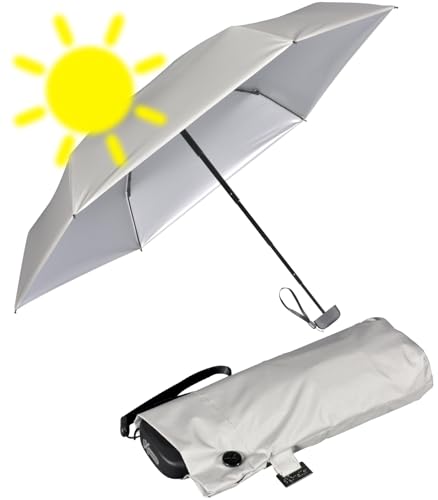 iX-brella Super Mini Sonnen-Regenschirm mit UV- und Hitzeschutz - Silver Coating - Stone