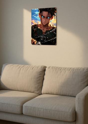 Image of NIJUKA Anime Printed A4 Size Metal sheet Poster For Home And Room Decoration | For Anime Art Fans Boys And Girls (Levi Captain)