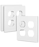 Bates- Screwless Double Duplex Outlet Covers, 3 Pack, White, 2 Gang Screwless Wall Plate Cover, Double Outlet Cover Plate, Outlet Covers Wall Plate, Electrical Outlet Cover Plates Wall Outlet Cover