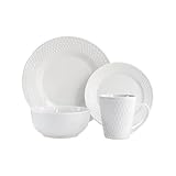 Picture of Elle Décor Juliette Round Dinnerware Set – 16-Piece Porcelain Dinner Set w/ 4 Dinner Plate, 4 Salad Plates, 4 Bowls & 4 Mugs – Unique Gift Idea Any Special Occasion or Birthday