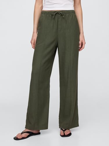 Image of Gap Womens Wide Leg Linen Pull on Pant