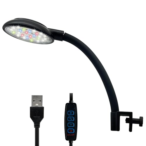 Nobiqfoq Aquarium Fish Tank Light - Clip On LED Adjustable Moving Lamp with White,RGB,Full Brightness Spectrum