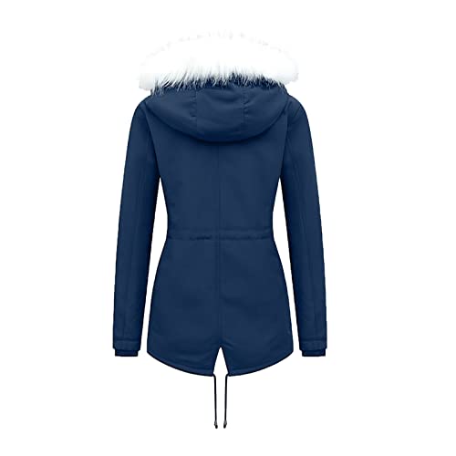 Fuzzy Sweater For Women Womens Winter Coats Warm Sherpa Lined Parkas Jacket Thickened Windproof Outerwear With Fur Hood Plus Size Puffer Down Wool Coats For Women - Thumbnail 3