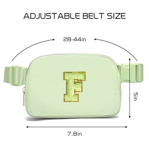 Image of Gitus Gifts for 8 9 10 11 12 Year Old Girls Belt Bag Fanny Pack Crossbody Bags with Initial Letter Patch Cute Stuff Birthday Gifts for Teen Girls Women Personalized Trend Stuff (Light Green-F)
