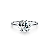 Tolldek Alianzas de oro blanco Au 375/585/750, anillos de boda clásicos, con moissanita, anillo solitario auténtico de 9 K/14 K/18 K, oro blanco, talla 47-65, Oro blanco de 18 quilates (750