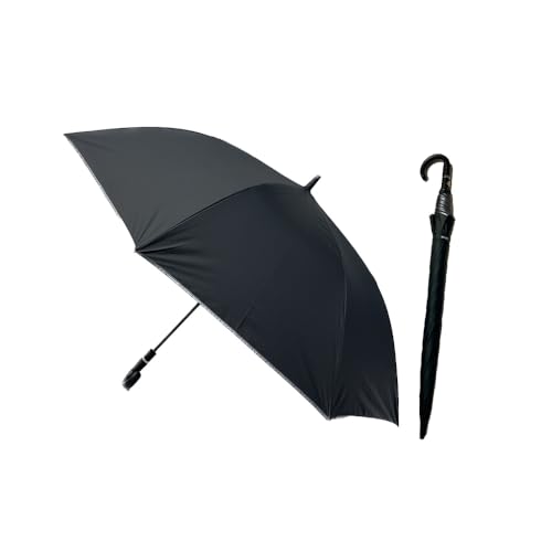 Waterfront 長傘 日傘 兼用 雨傘 『 富山サンダー プラス 』 ブラック 70cm 過酷な富山の風雪にも耐える性能 耐風 15m/s + 親骨 受骨 FRP + 撥水 4級 + UVカット 99.9% + 遮光 99.99% + 遮熱 メンズ U170-0923BK1-BA