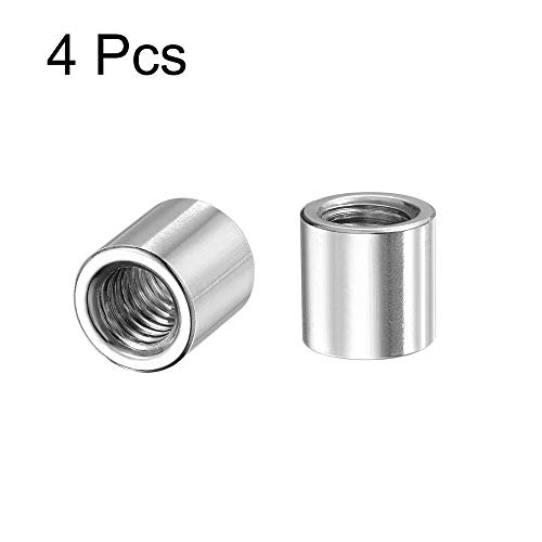sourcing map 4Stk. Runde Schweißmuttern M8 x 12mm x 12mm Anschweiß Spund Innenmutter Gewinde 201 Edelstahl Einfügen schweißbar