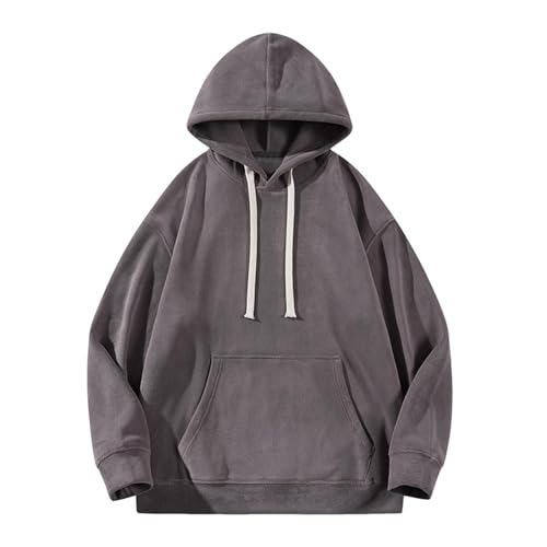 Hoodies for Men Fleece Lined Casual Long Sleeve Warm Hooded Sweatshirt Solid Color Fall Winter Clothes with Pocket