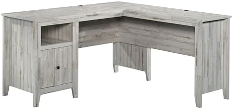SauderDakota Pass L-Desk, White Plank Finish
