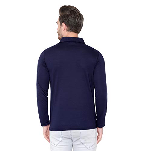 Image of Men's Cotton Blend Full Sleeve Zip Neck Polo T-Shirt (Pack of 1)