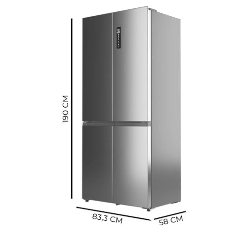 Cecotec Réfrigérateur 4 Portes Semi Intégrable Total No Frost Bolero CoolMarket 4D 456 SBI Inox E Extra Capacité Max 456 Hauteur 189 cm et 83 cm Largeur MetalFlexCooling Compresseur Inverter - vue 2